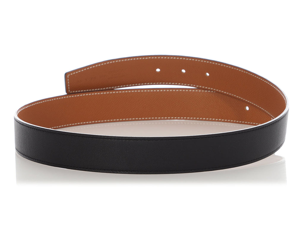 Hermès Black and Gold Reversible Belt Strap 32mm