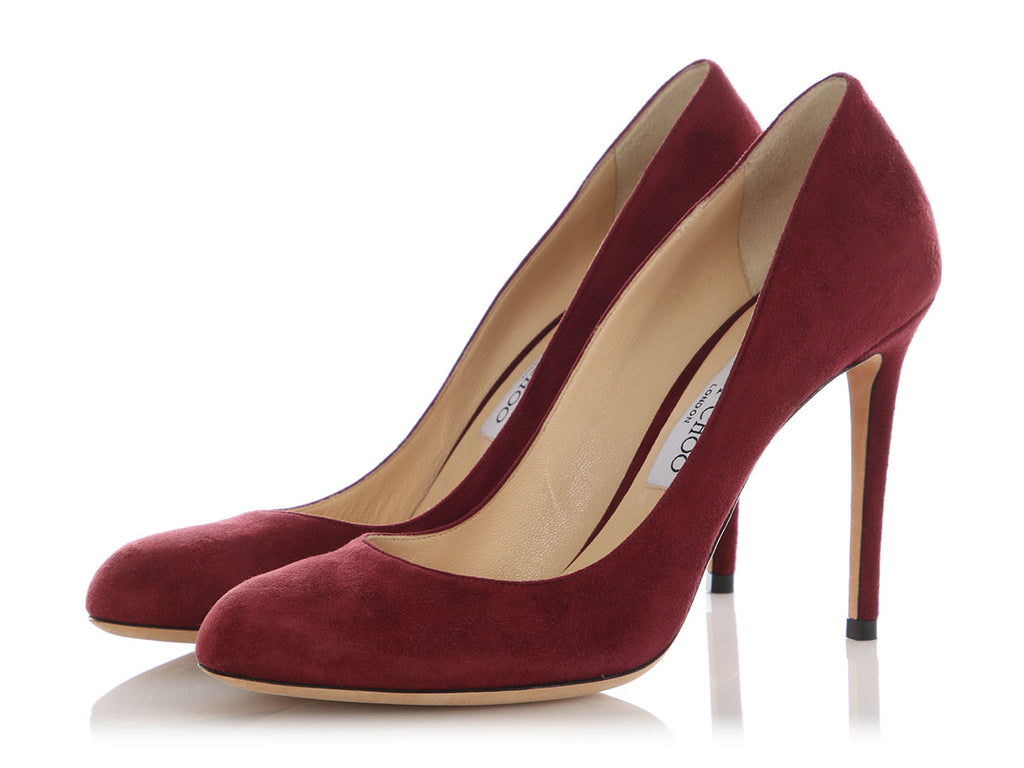 Jimmy Choo Burgundy Suede Bridget Pumps