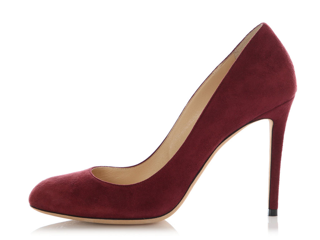 Jimmy Choo Burgundy Suede Bridget Pumps