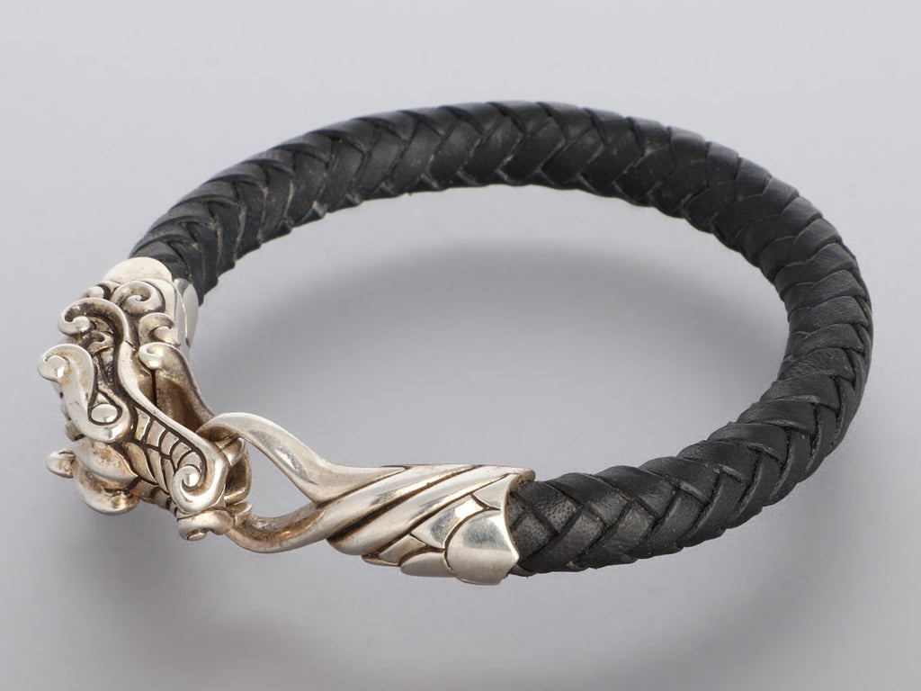 John Hardy Sterling Silver and Leather Dragon Bracelet