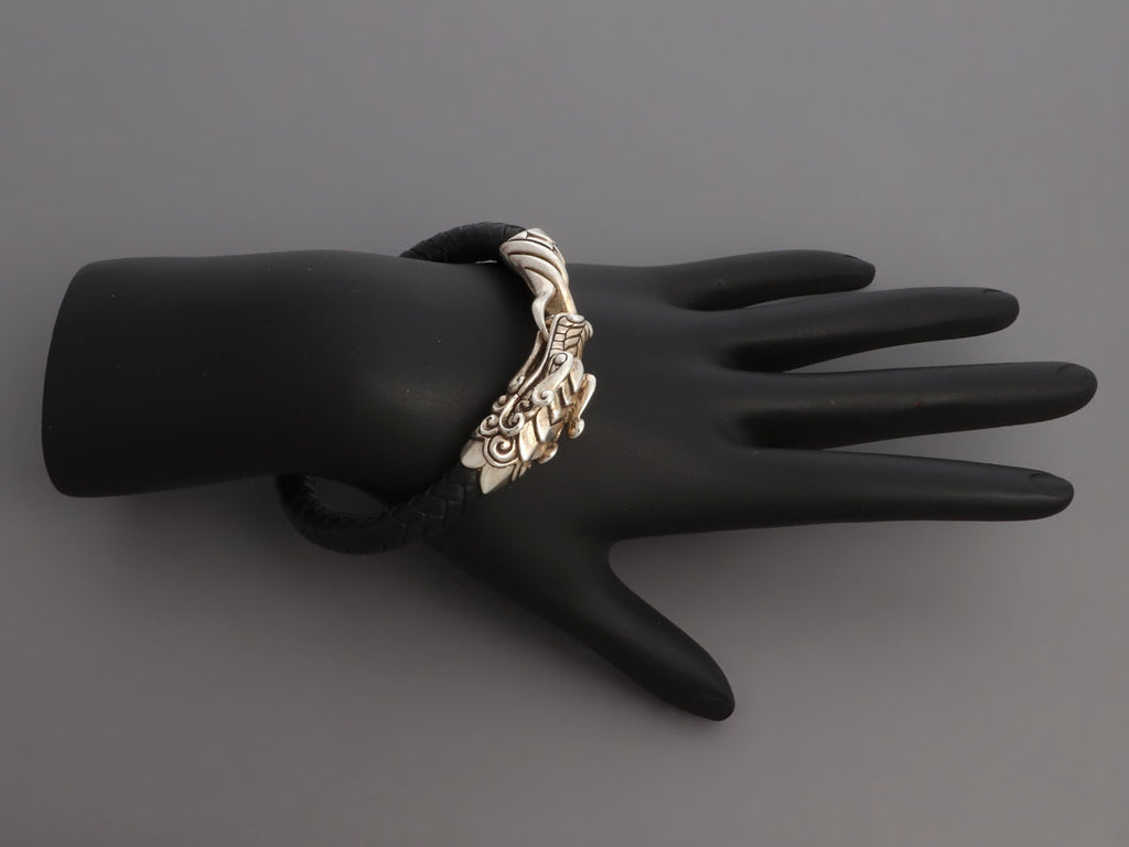 John Hardy Sterling Silver and Leather Dragon Bracelet