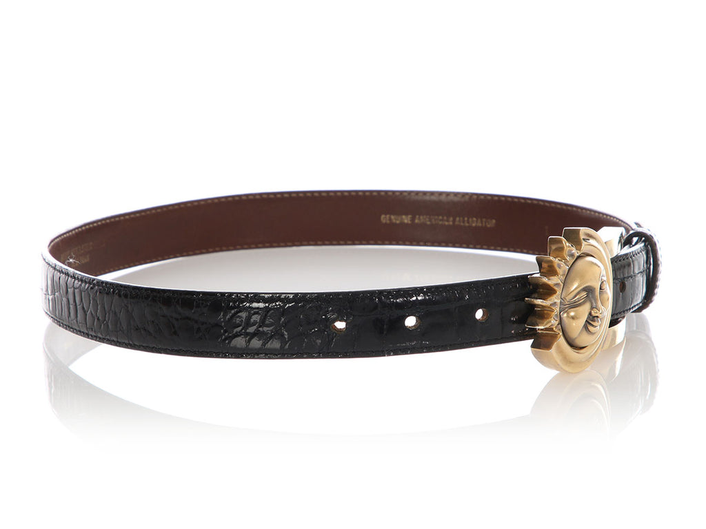 Kieselstein-Cord Black Leather and Black Alligator Belt Pair