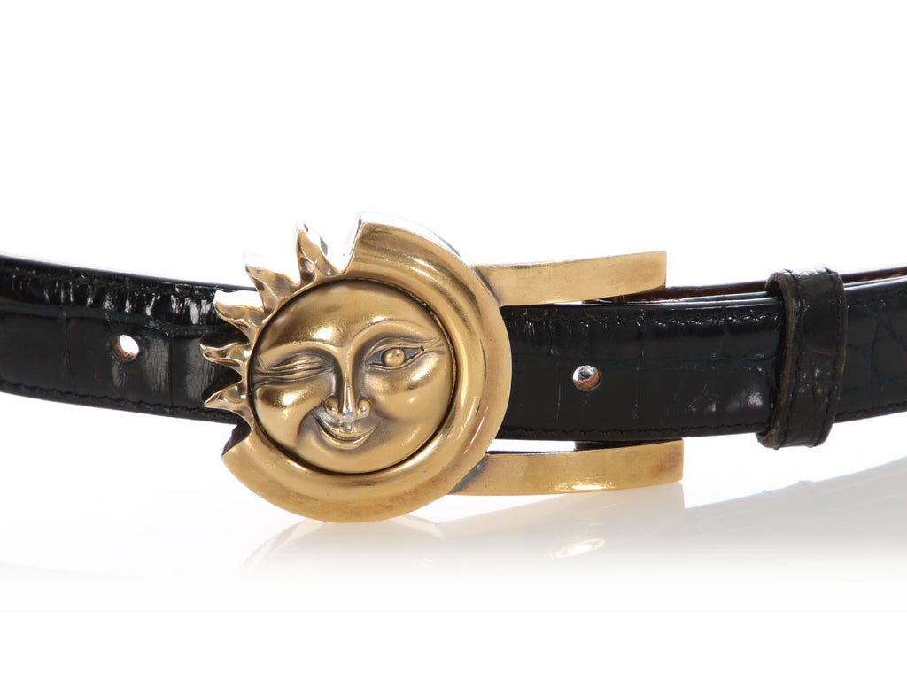 Kieselstein-Cord Black Leather and Black Alligator Belt Pair