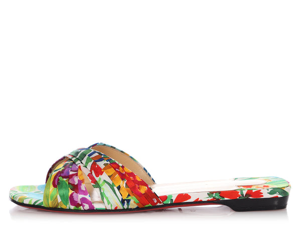 Christian Louboutin Floral Crepe Nicol Is Back Sandals