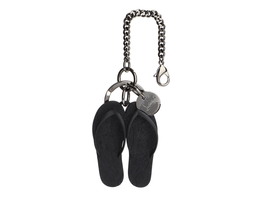 Christian Louboutin Black Rubber Flip Flops Keychain