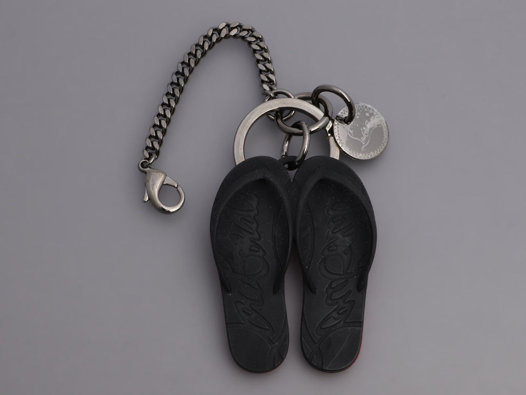 Christian Louboutin Black Rubber Flip Flops Keychain