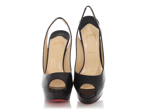 Christian Louboutin Black Open-Toe Slingback Platform Pumps