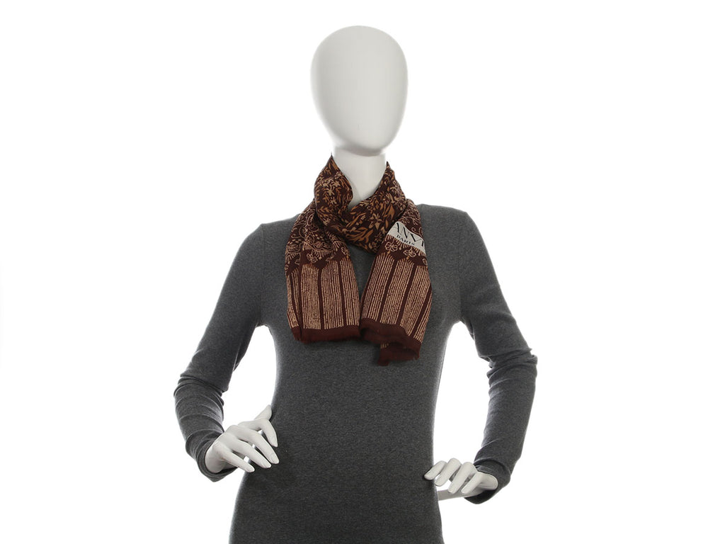 Lanvin Vintage Brown Floral Silk Stole
