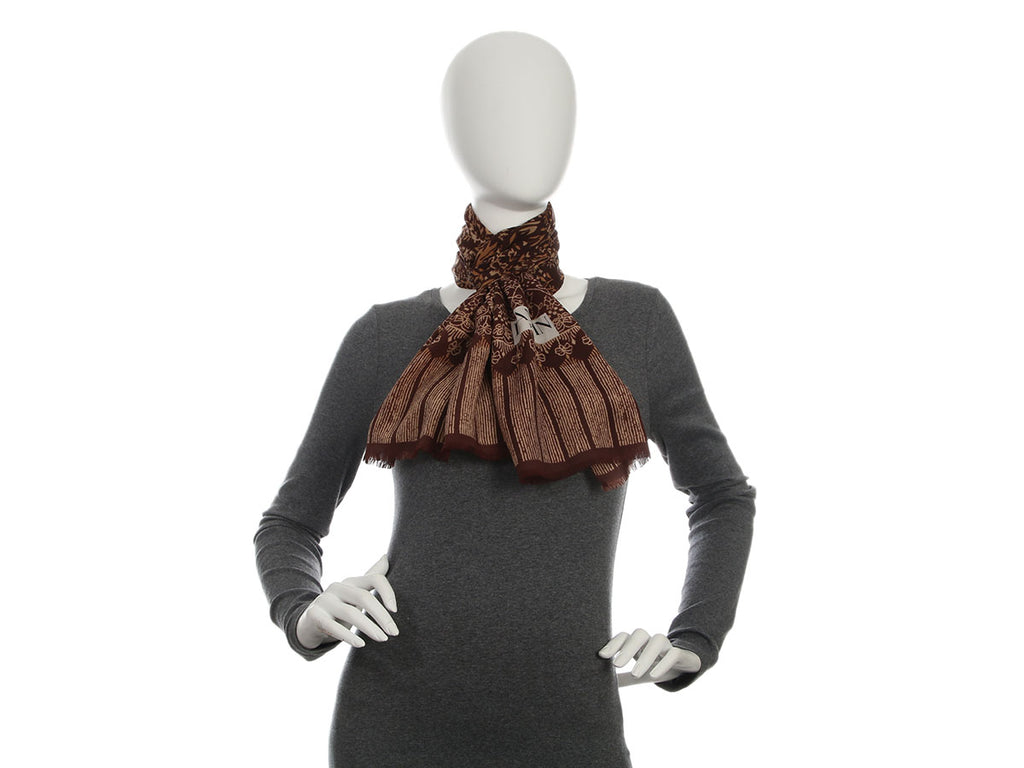 Lanvin Vintage Brown Floral Silk Stole
