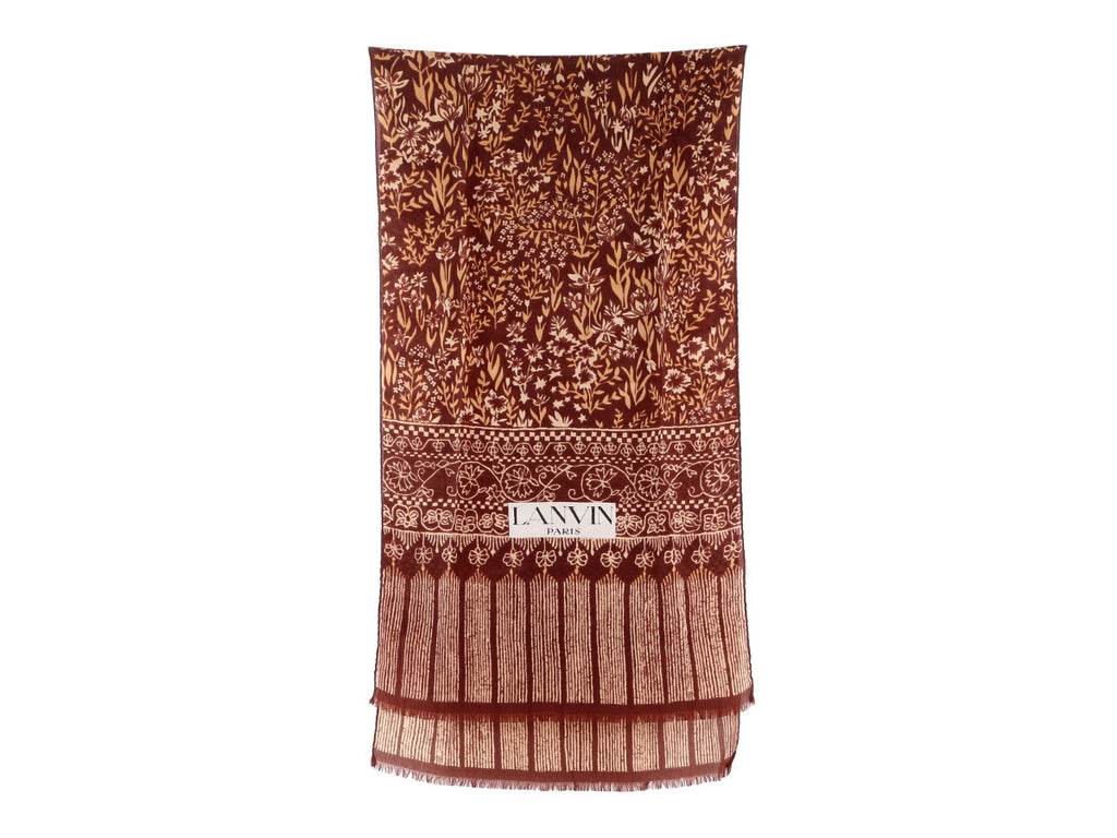 Lanvin Vintage Brown Floral Silk Stole