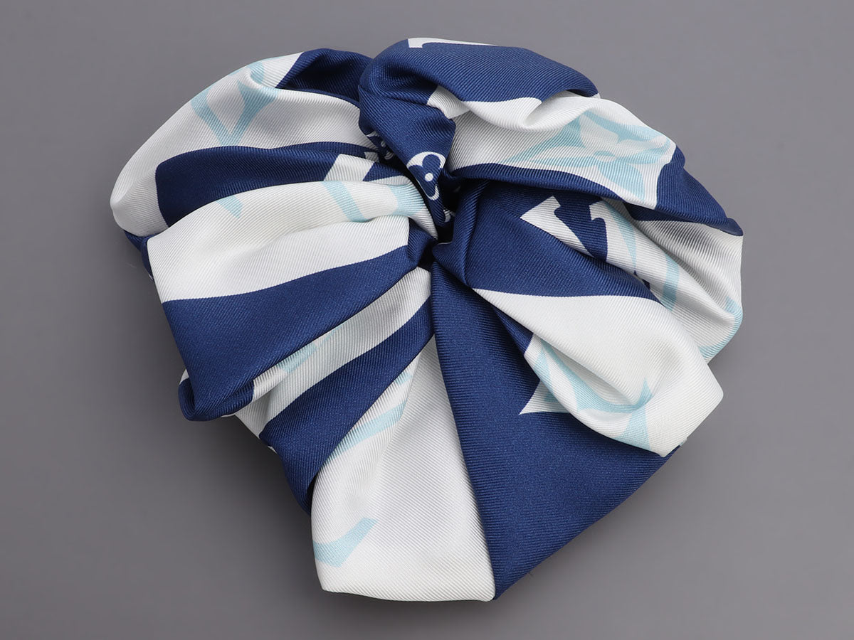 Louis Vuitton Blue and White Monogram Silk Scrunchie - Ann's
