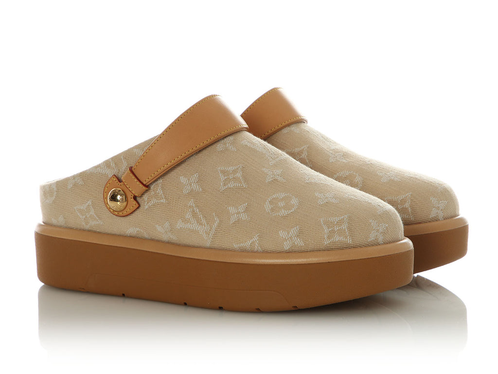 Louis Vuitton Beige Aspen Platform Closed Mules