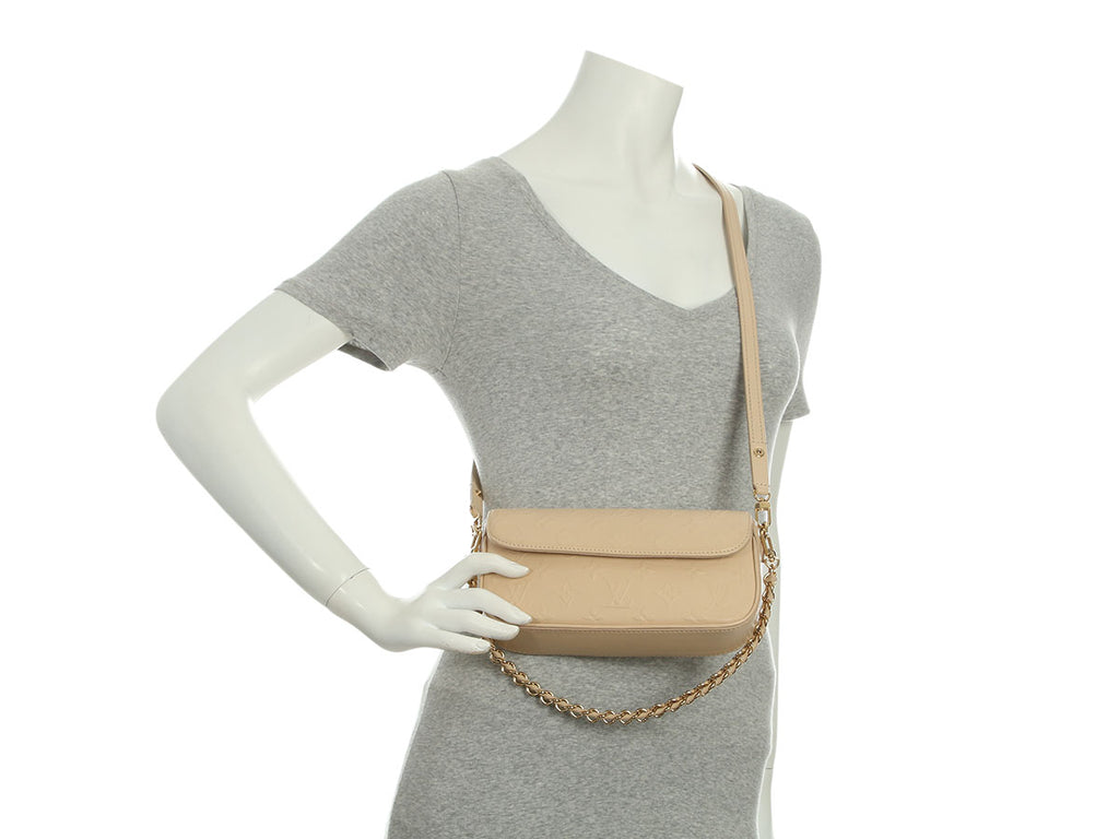 Louis Vuitton Cream Monogram Empreinte Ivy Wallet On Chain