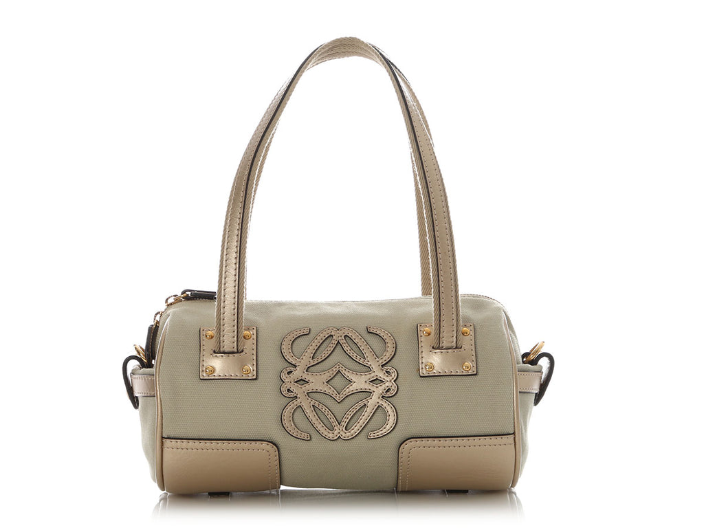 Loewe Gold and Beige Canvas Bolso Duffle Bag