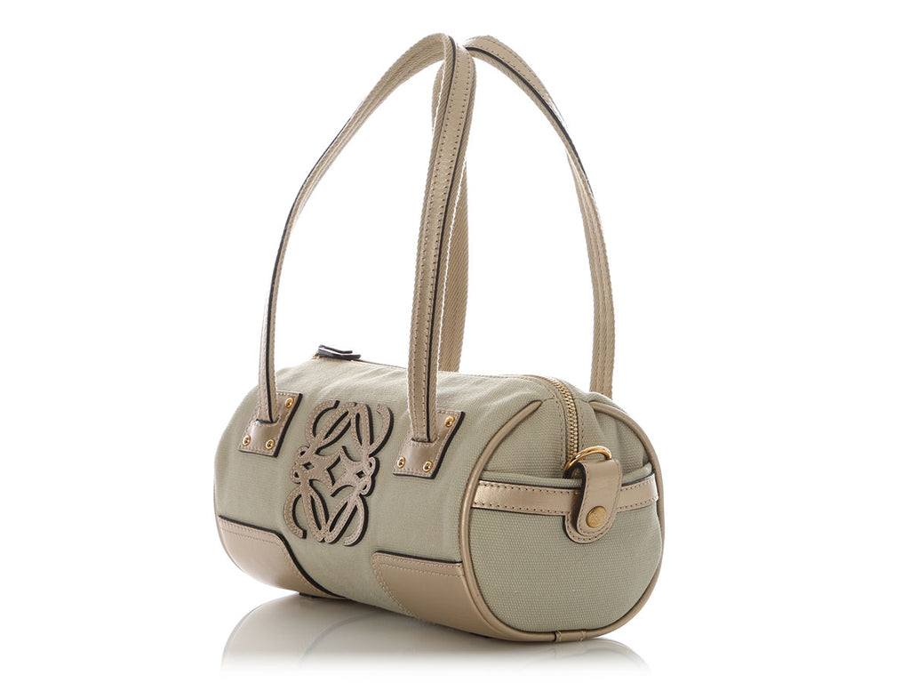 Loewe Gold and Beige Canvas Bolso Duffle Bag