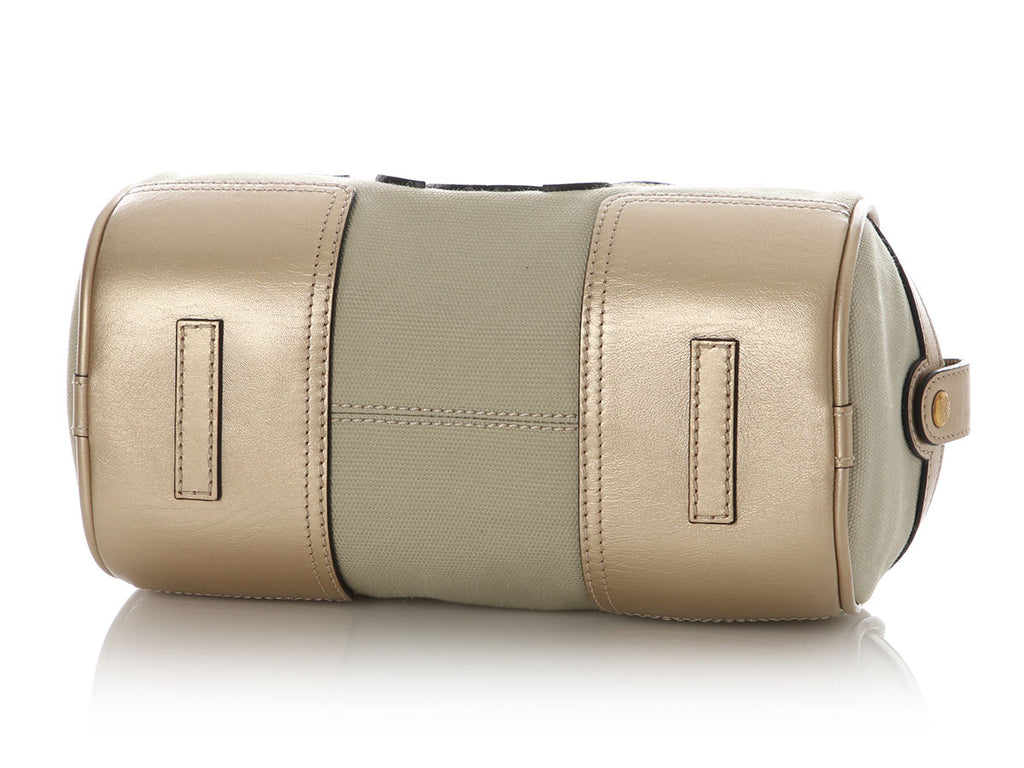 Loewe Gold and Beige Canvas Bolso Duffle Bag