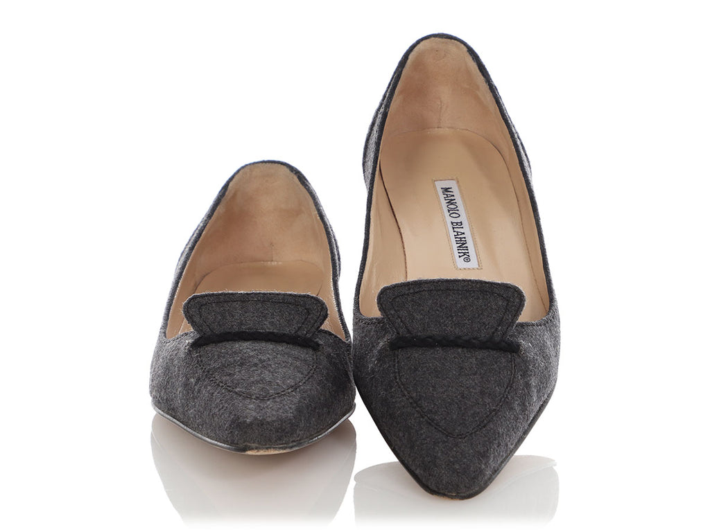 Manolo Blahnik Gray Flannel Flats