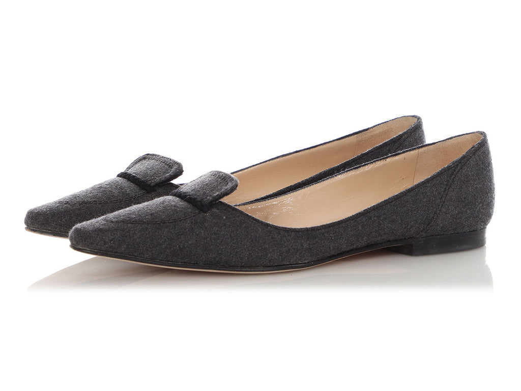 Manolo Blahnik Gray Flannel Flats