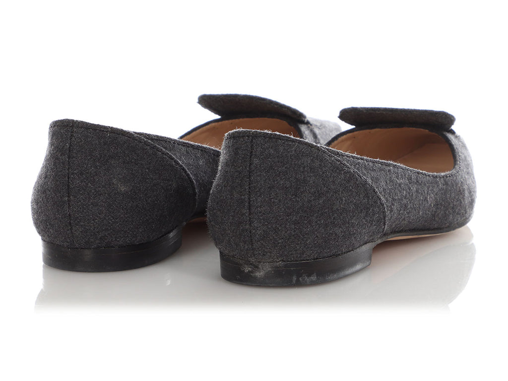 Manolo Blahnik Gray Flannel Flats