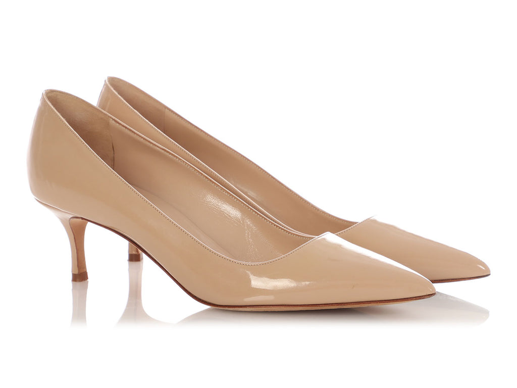 Manolo Blahnik Beige Patent Pumps