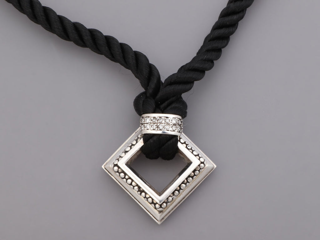 Michael Dawkins Sterling Silver and Diamond Cord Necklace