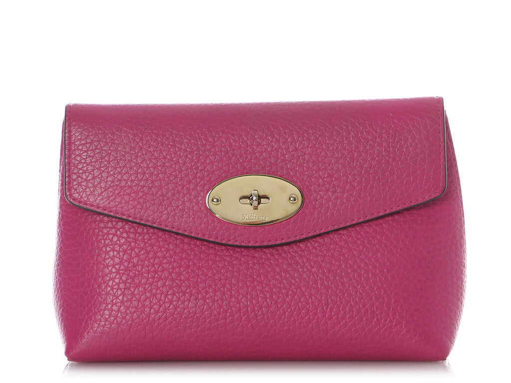 Mulberry Pink Grained Leather Cosmetic Pouch