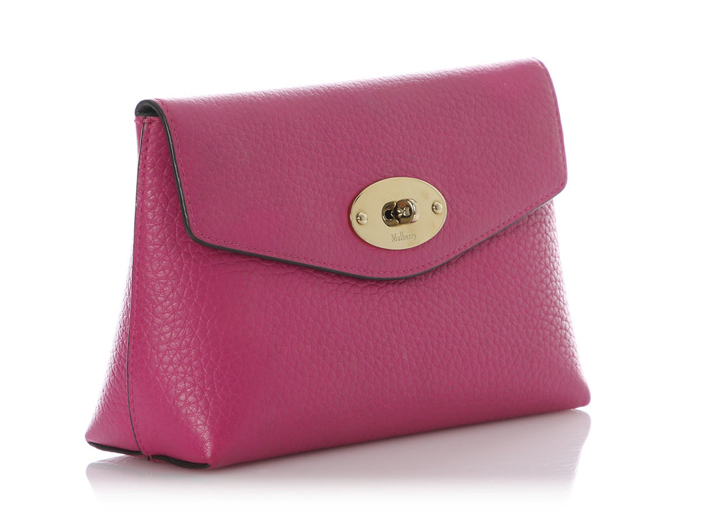 Mulberry Pink Grained Leather Cosmetic Pouch