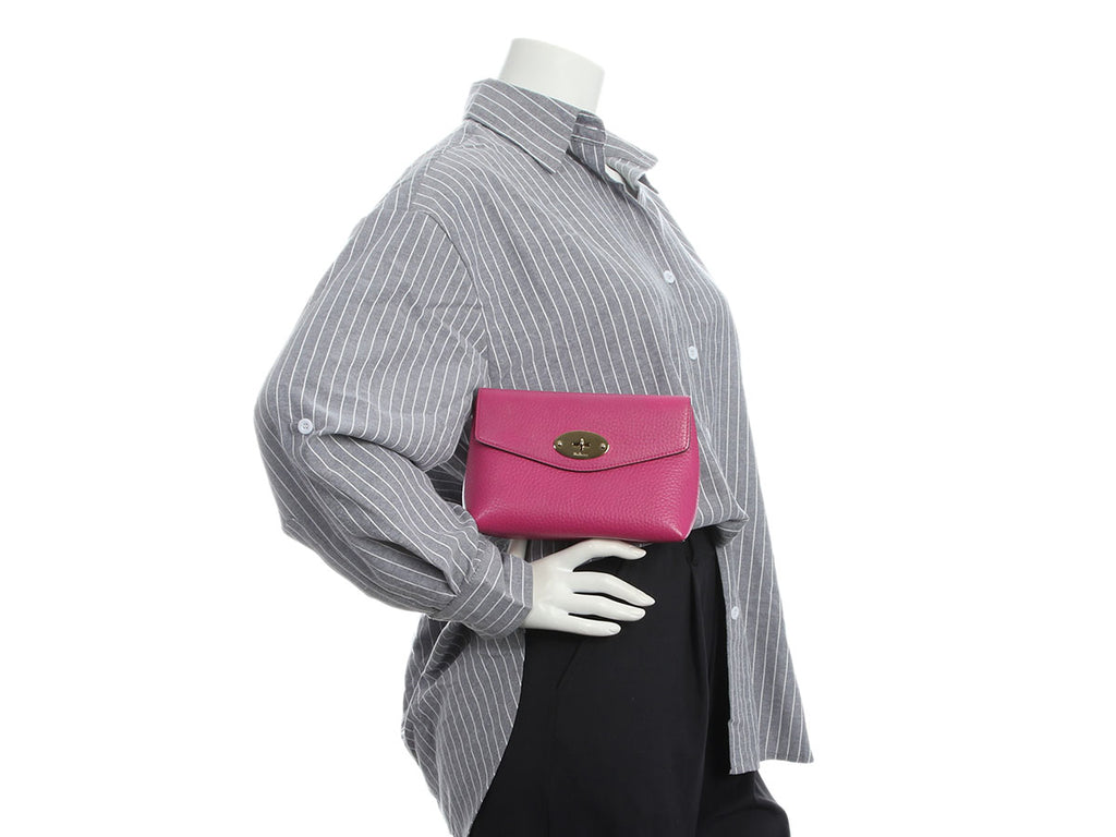 Mulberry Pink Grained Leather Cosmetic Pouch