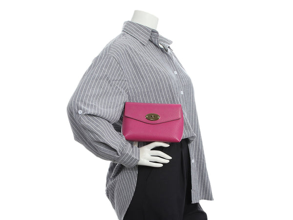 Mulberry Pink Grained Leather Cosmetic Pouch