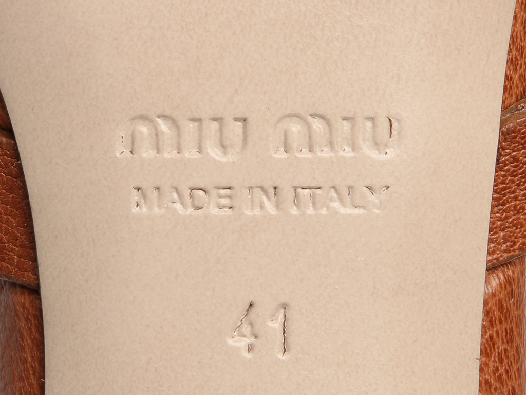 Miu Miu Brown Leather Ankle Wrap Sandals