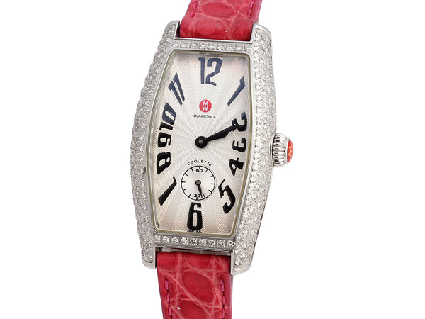 Michele Stainless Steel Diamond Coquette Watch Plus 7 Straps