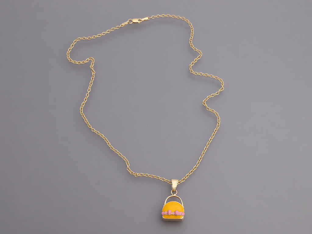 14K Yellow Gold Handbag Charm Pendant Necklace