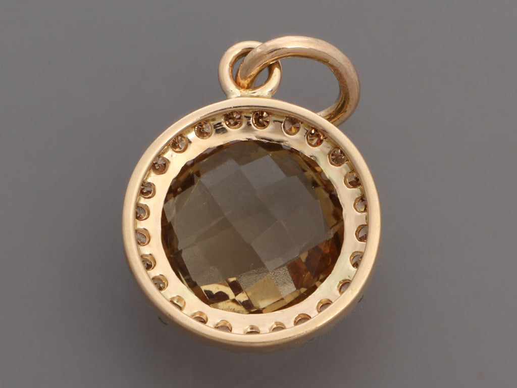 14K Yellow Gold Citrine and Champagne Diamond Pendant