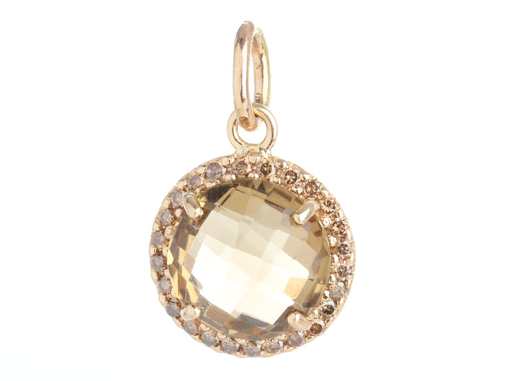 14K Yellow Gold Citrine and Champagne Diamond Pendant