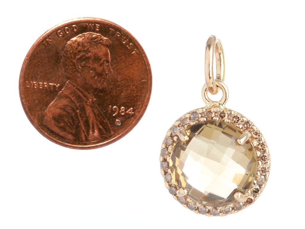 14K Yellow Gold Citrine and Champagne Diamond Pendant