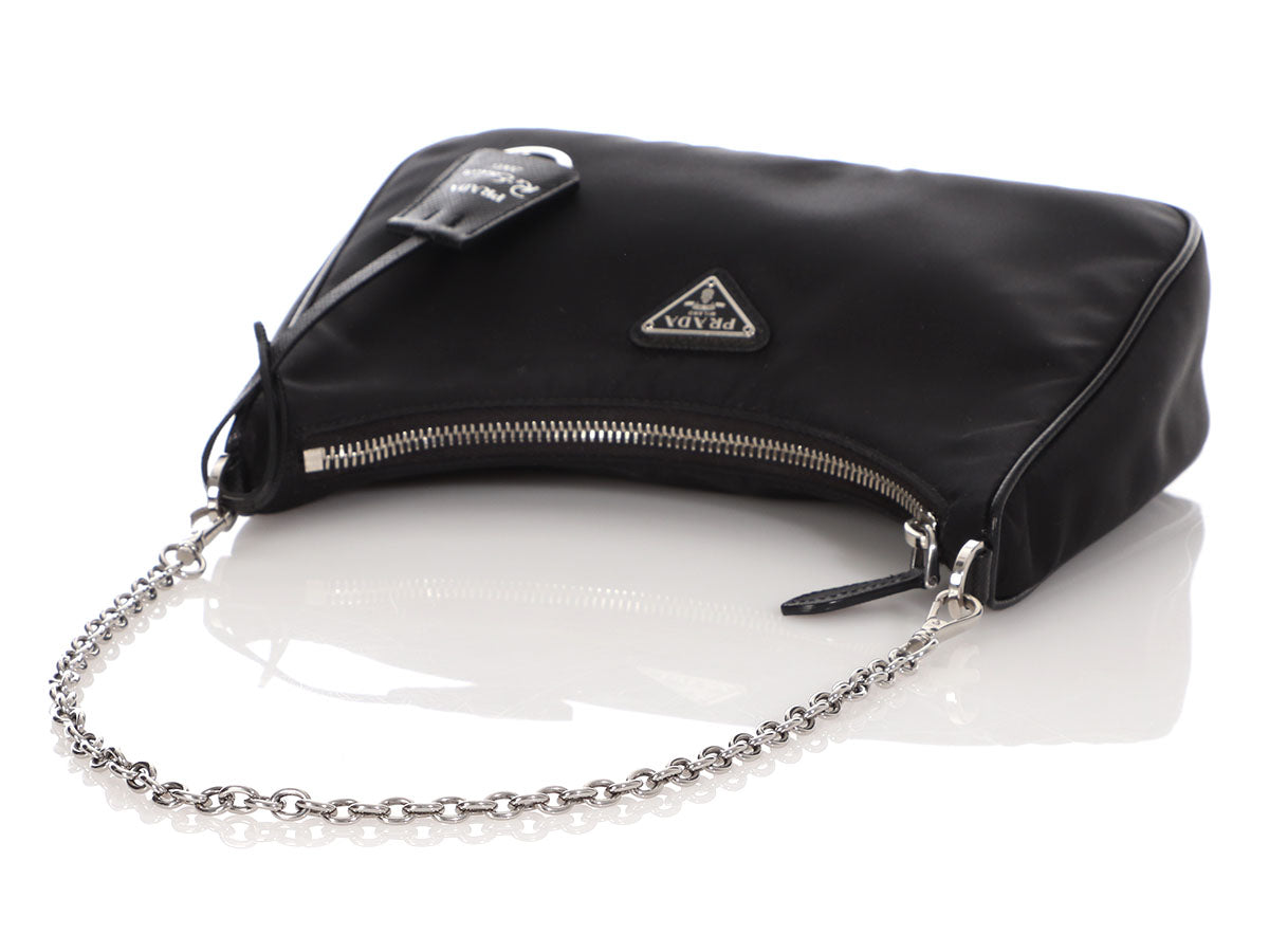 Prada Re-edition 2005 Textured Leather And Nylon Shoulder Bag at
