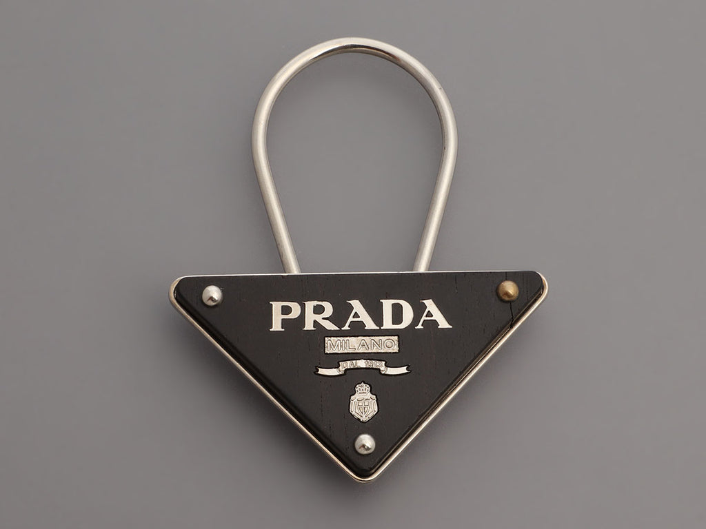 Prada Black Wood Classic Keychain