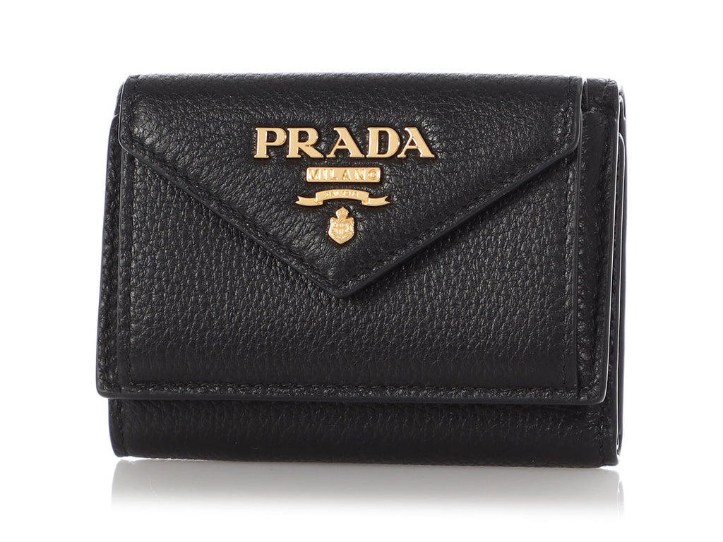 Prada Mini Black Vitello Leather Wallet