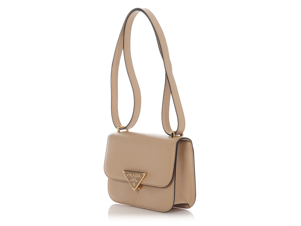 Prada Sabbia Saffiano Embleme Shoulder Bag