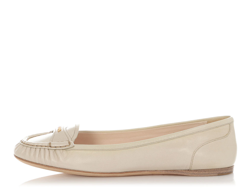 Prada Beige Leather Loafer