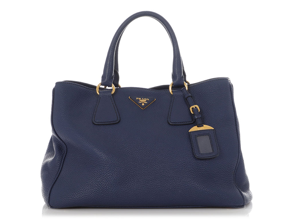 Prada Small Blue Vitello Daino Tote