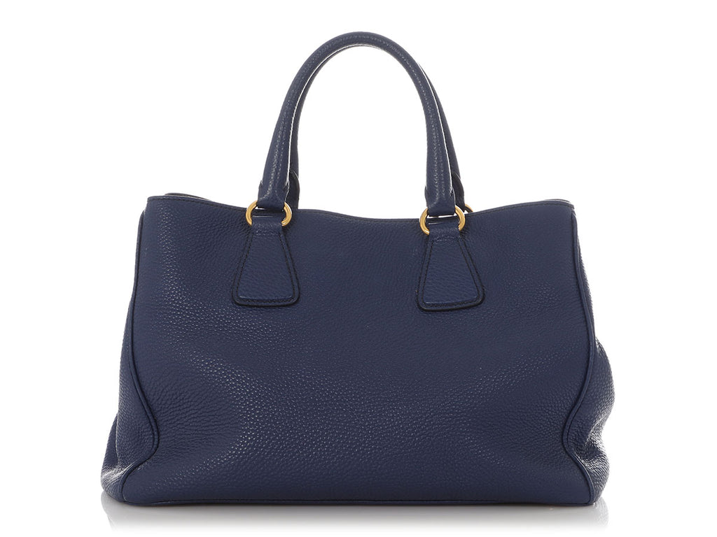 Prada Small Blue Vitello Daino Tote