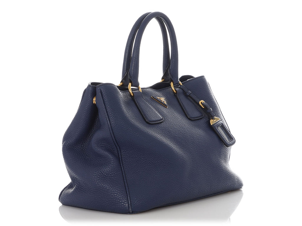 Prada Small Blue Vitello Daino Tote