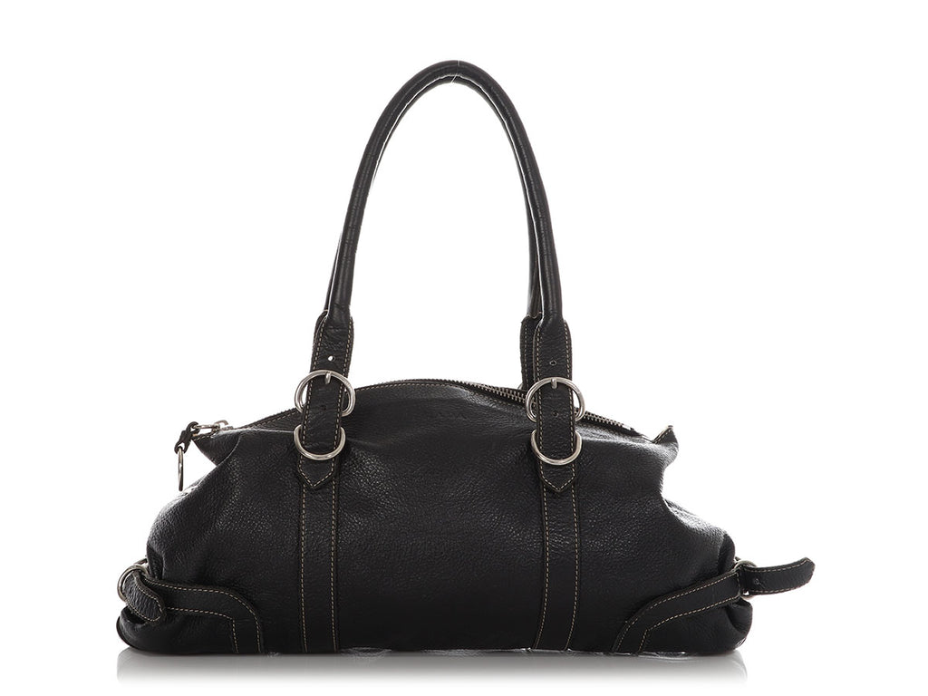 Prada Black Grained Leather Shoulder Bag