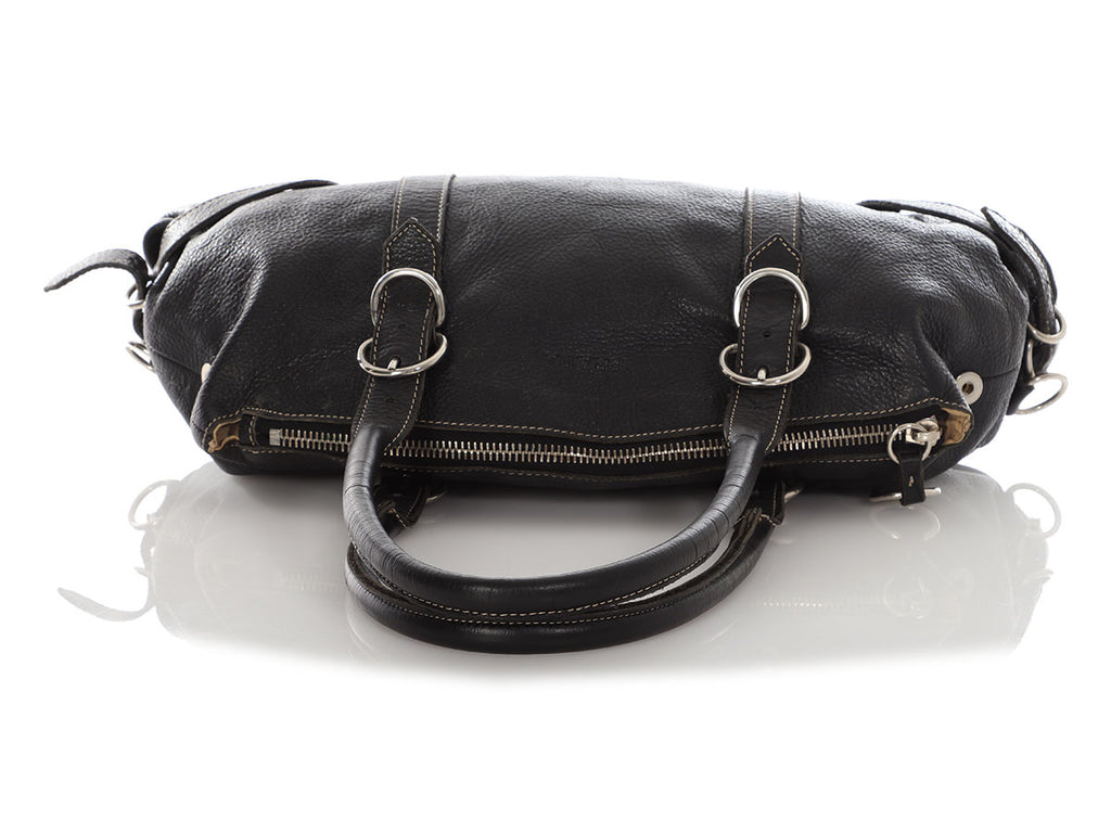 Prada Black Grained Leather Shoulder Bag