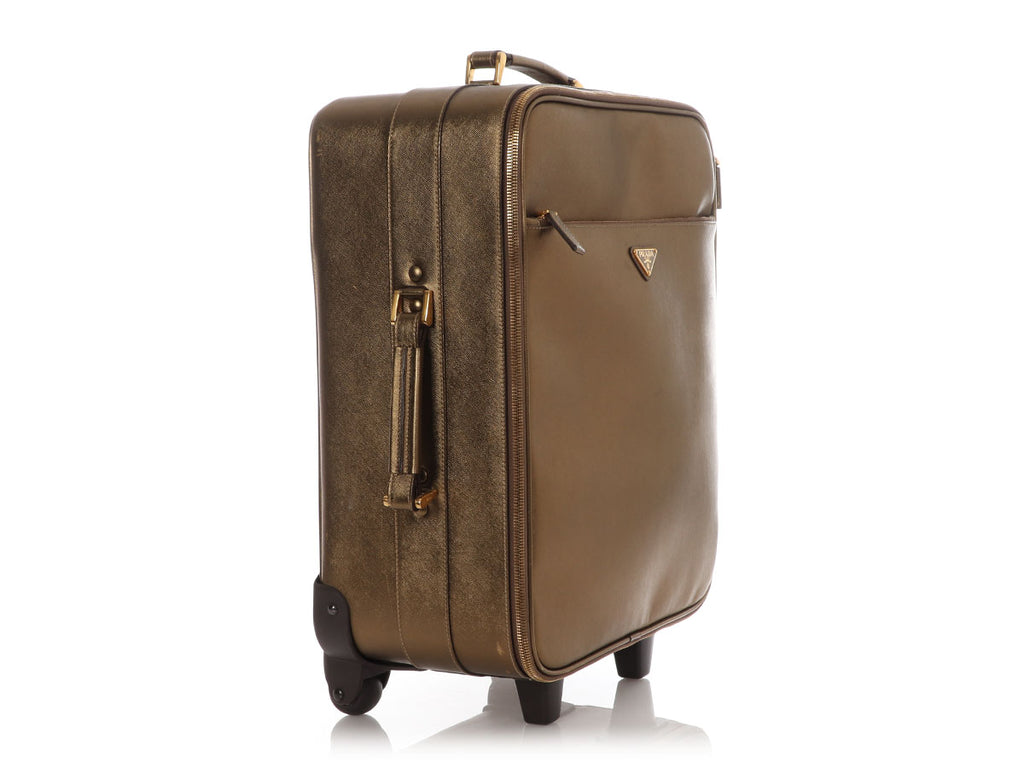 Prada Bronze Saffiano Roller Luggage