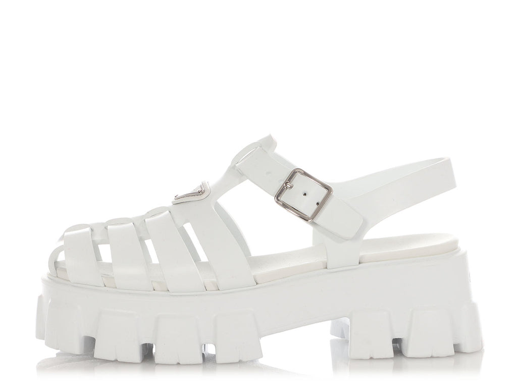 Prada White Monolith Sandals