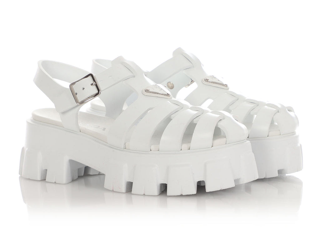 Prada White Monolith Sandals