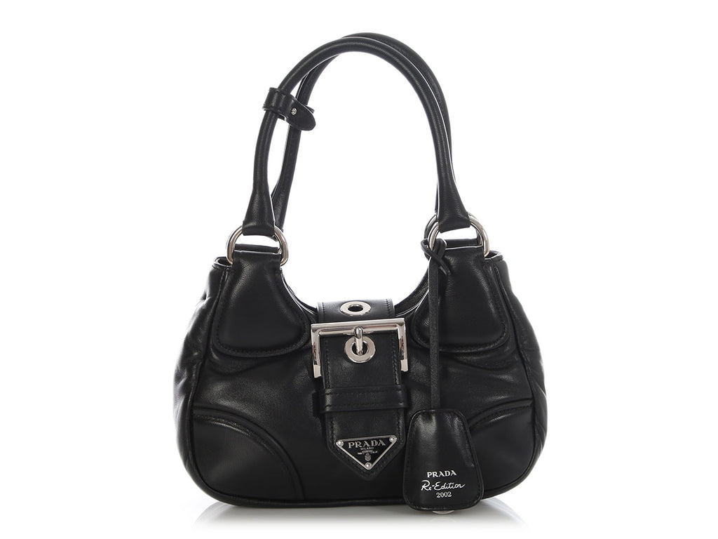 Prada Black Nappa Soft Padded Re-Edition 2002 Moon Bag