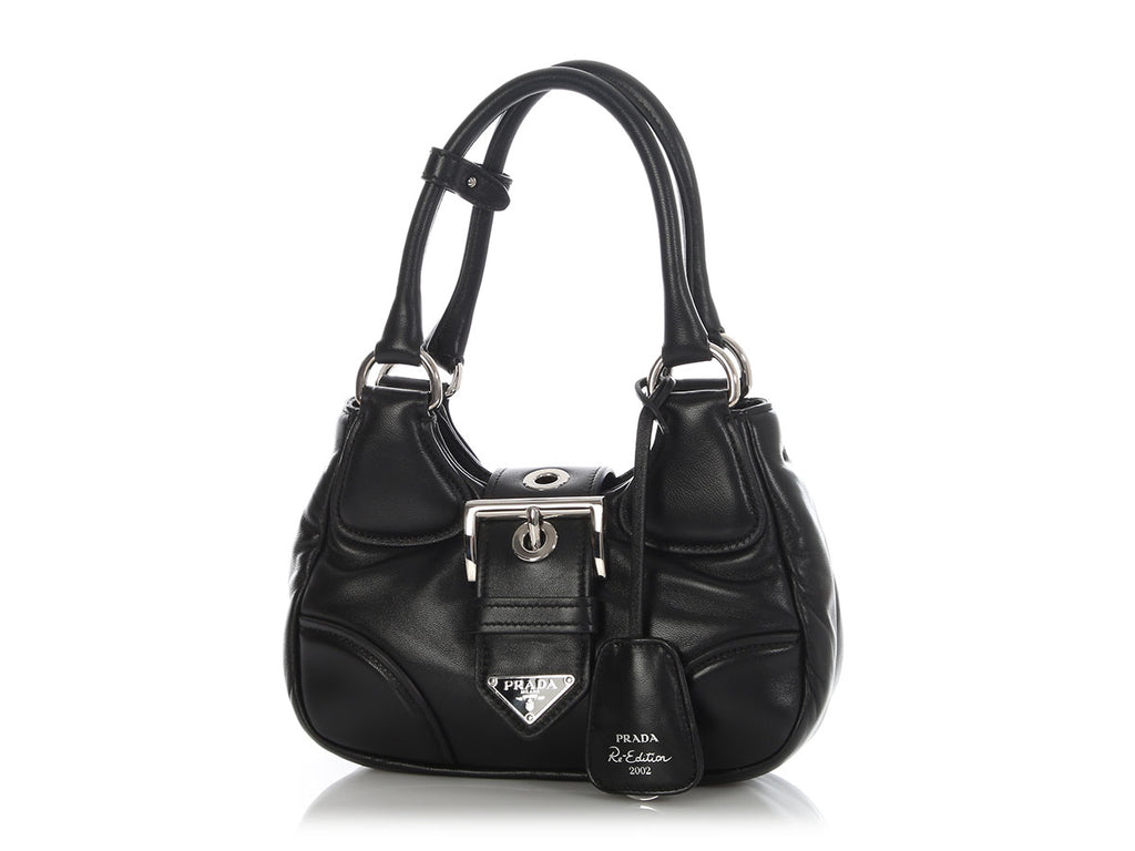 Prada Black Nappa Soft Padded Re-Edition 2002 Moon Bag